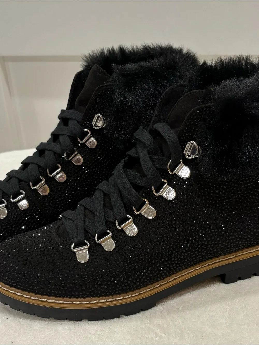 NEW ~ INC International Concepts Crystal Lace-Up Ankle Boots Size 8